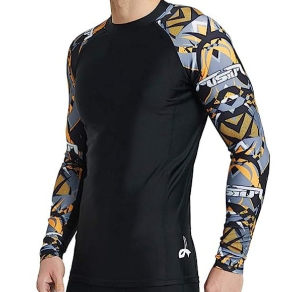 Lafroi Swim Lafroi Mens Ls Upf 5 Baselayer Skins Burst Compression Rash Guard Xxxl Gaze